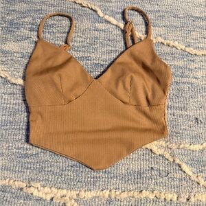 Princess Polly Beige Ribbed Top